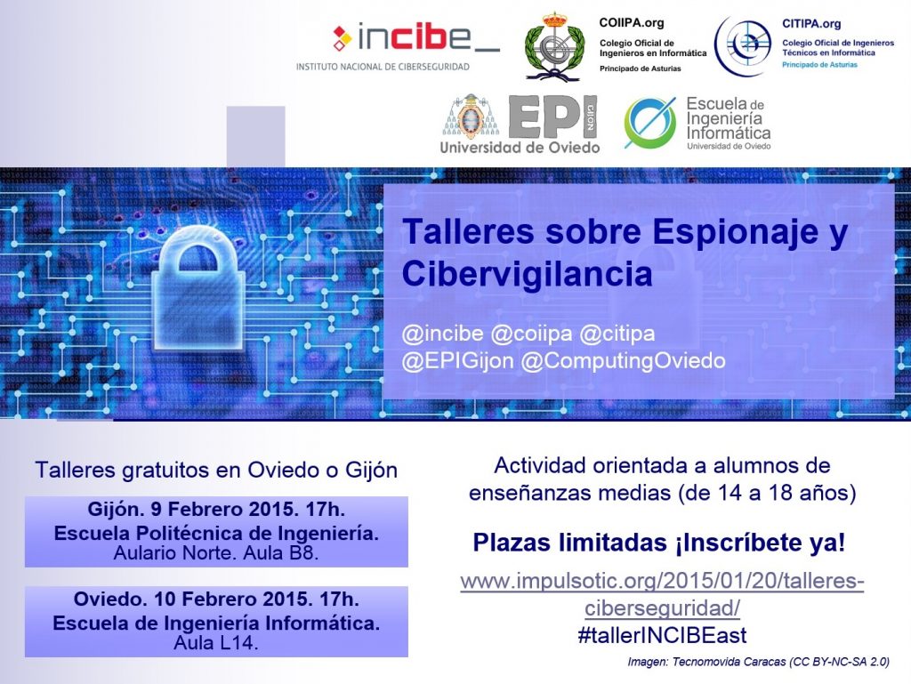 Cartel talleres gratuitos sobre espionaje y cibervigilancia